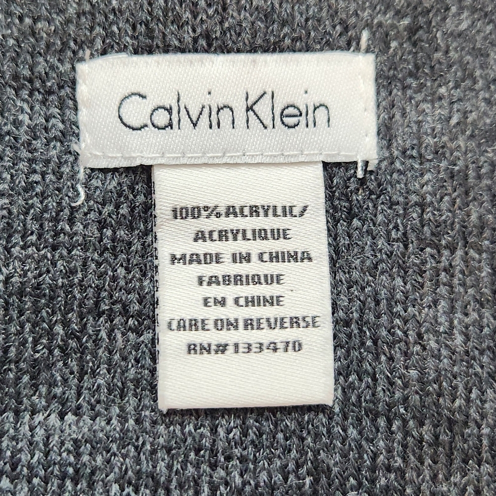 Mens Calvin Klein Reversible Grey Black Knit Scarf Muffler NWT - Picture 3 of 4